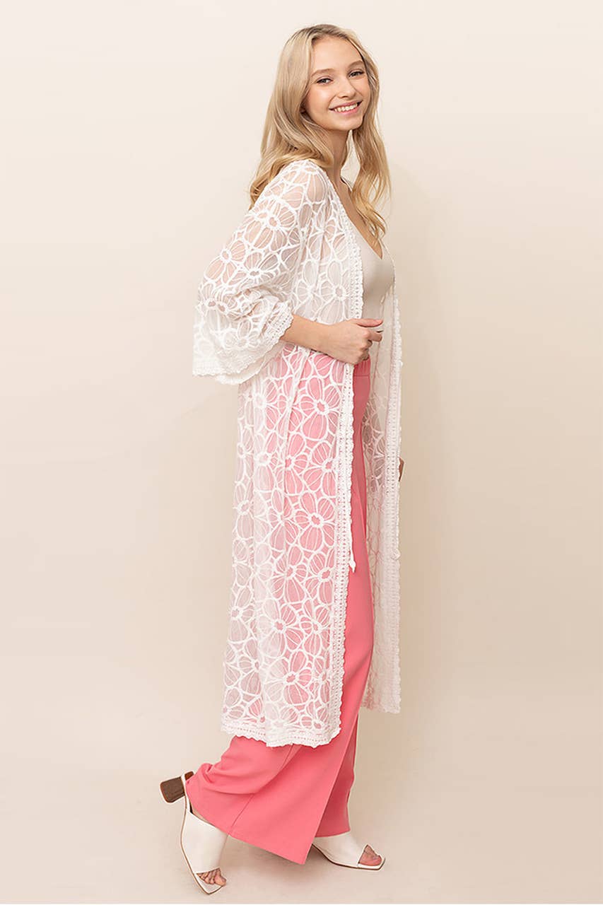 Floral Lace Summer Kimono Cover Up