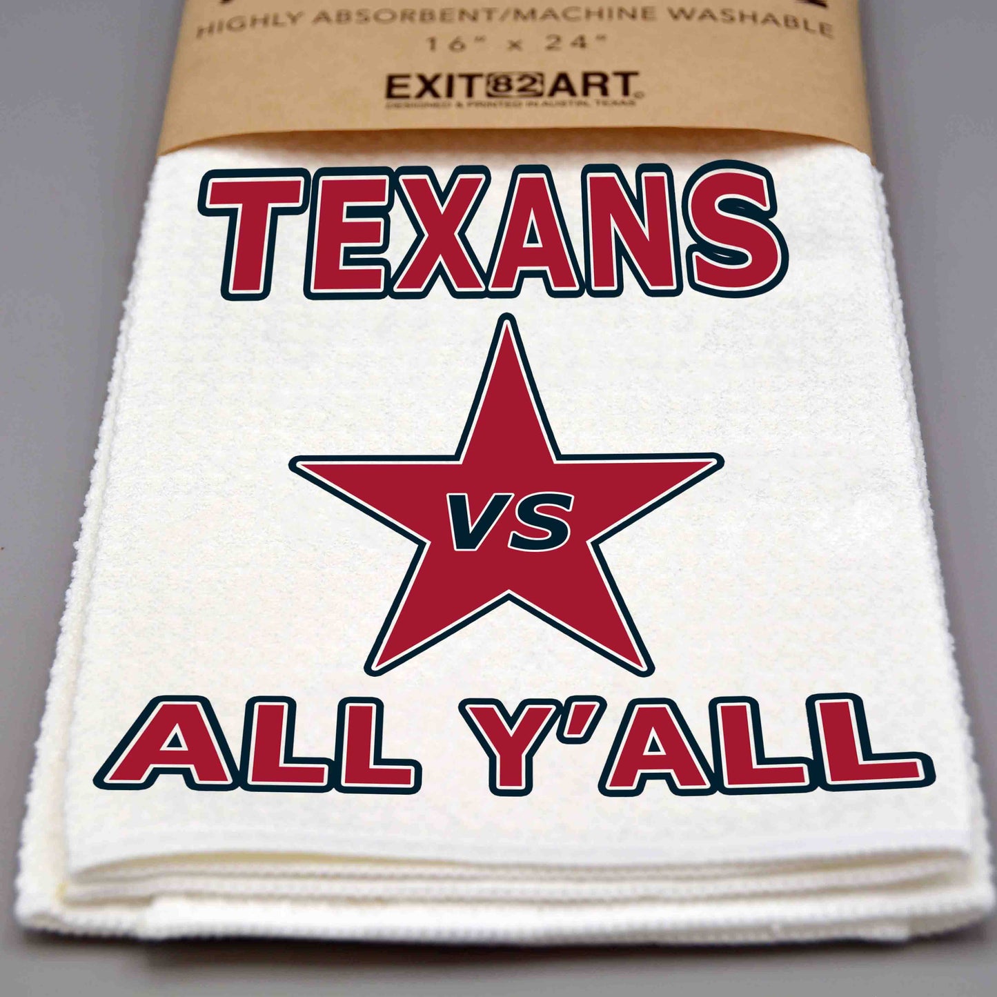 Texas Vs. All Y'all - 16" x 24" Waffle Weave Tea Towel