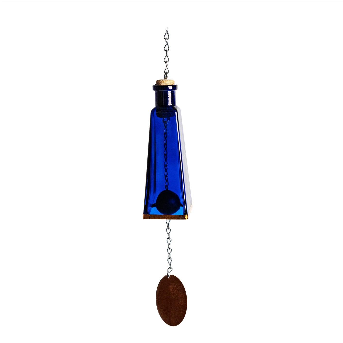 Glass Wind Chimes Made From Pyramid Shaped Bottles: Amber