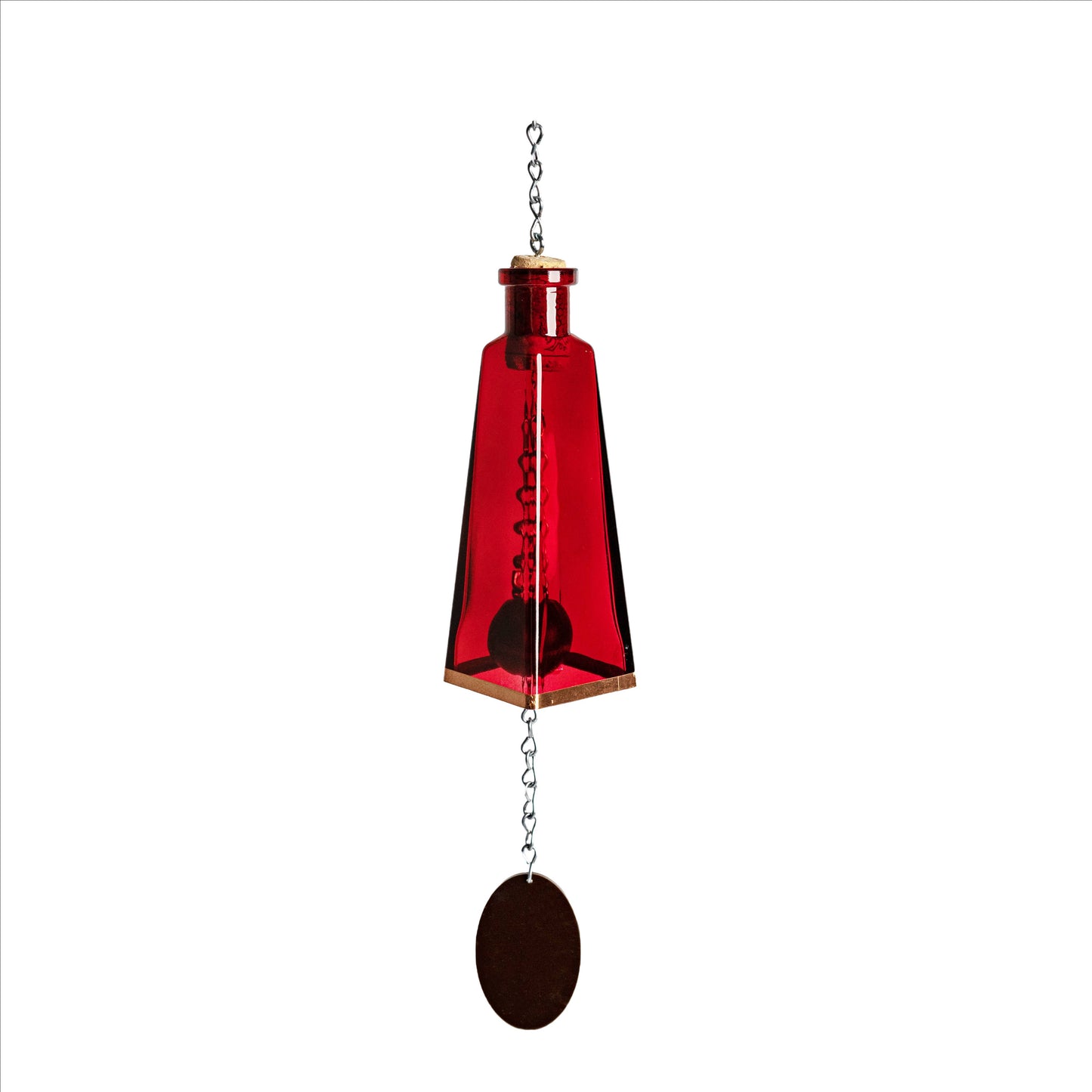 Glass Wind Chimes Made From Pyramid Shaped Bottles: Amber