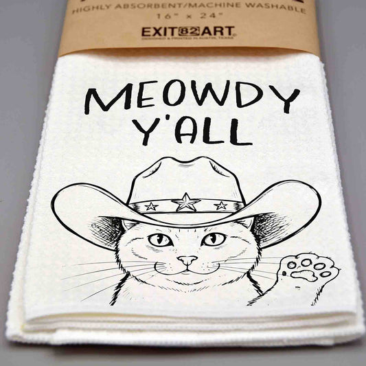 Meowdy Y'all - 16" x 24" Waffle Weave Tea Towel