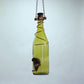 Glass Wine Bottle Bird Feeder: Green Bottle / Silver Trim