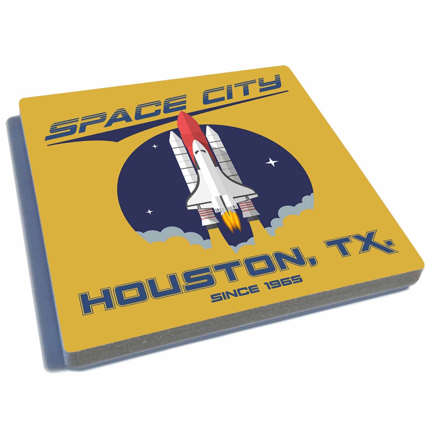 Space City - Houston, TX. - Stone Drink Coaster w/Cork Back