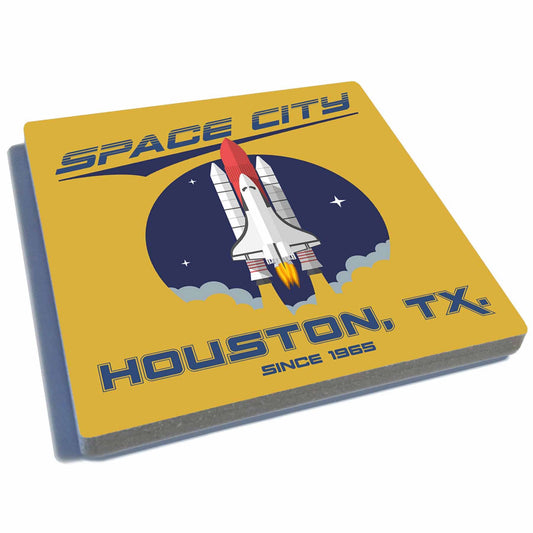 Space City - Houston, TX. - Stone Drink Coaster w/Cork Back