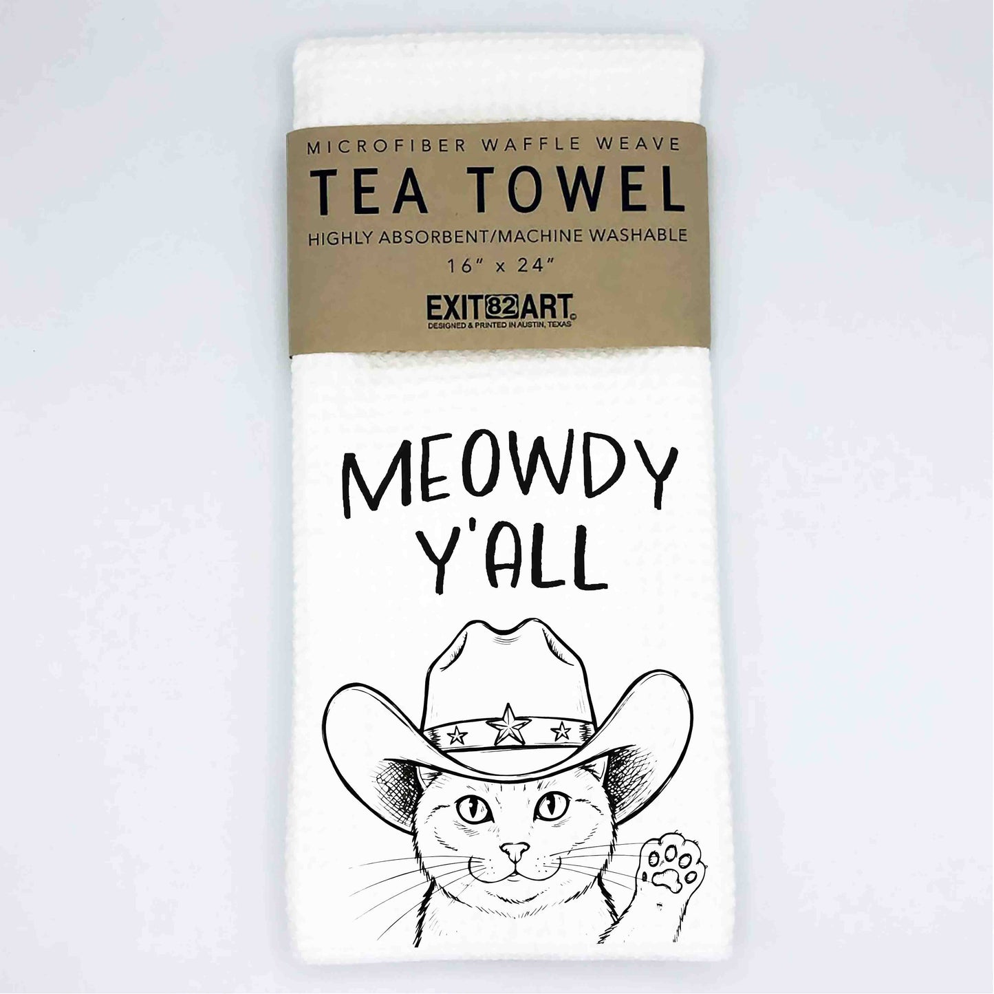Meowdy Y'all - 16" x 24" Waffle Weave Tea Towel
