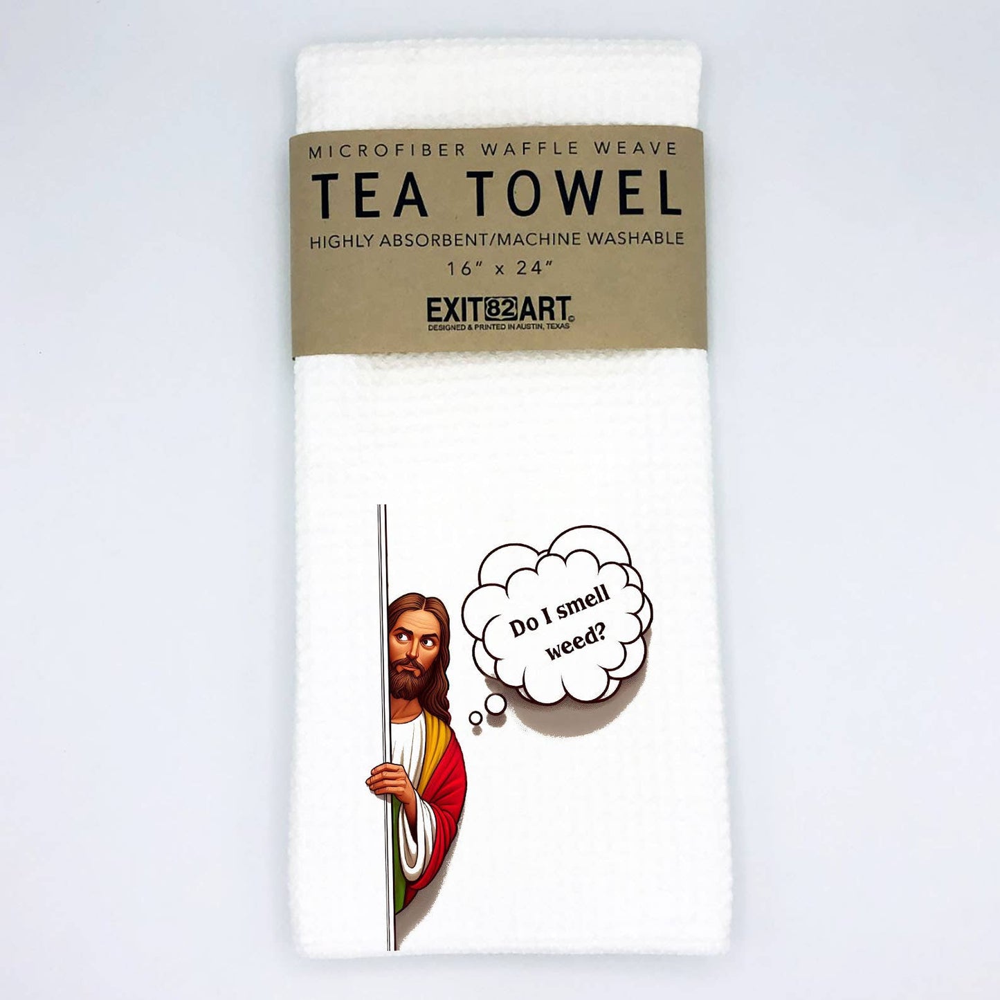 Jesus - Do I Smell Weed - Waffle Weave Kitchen Tea Towel
