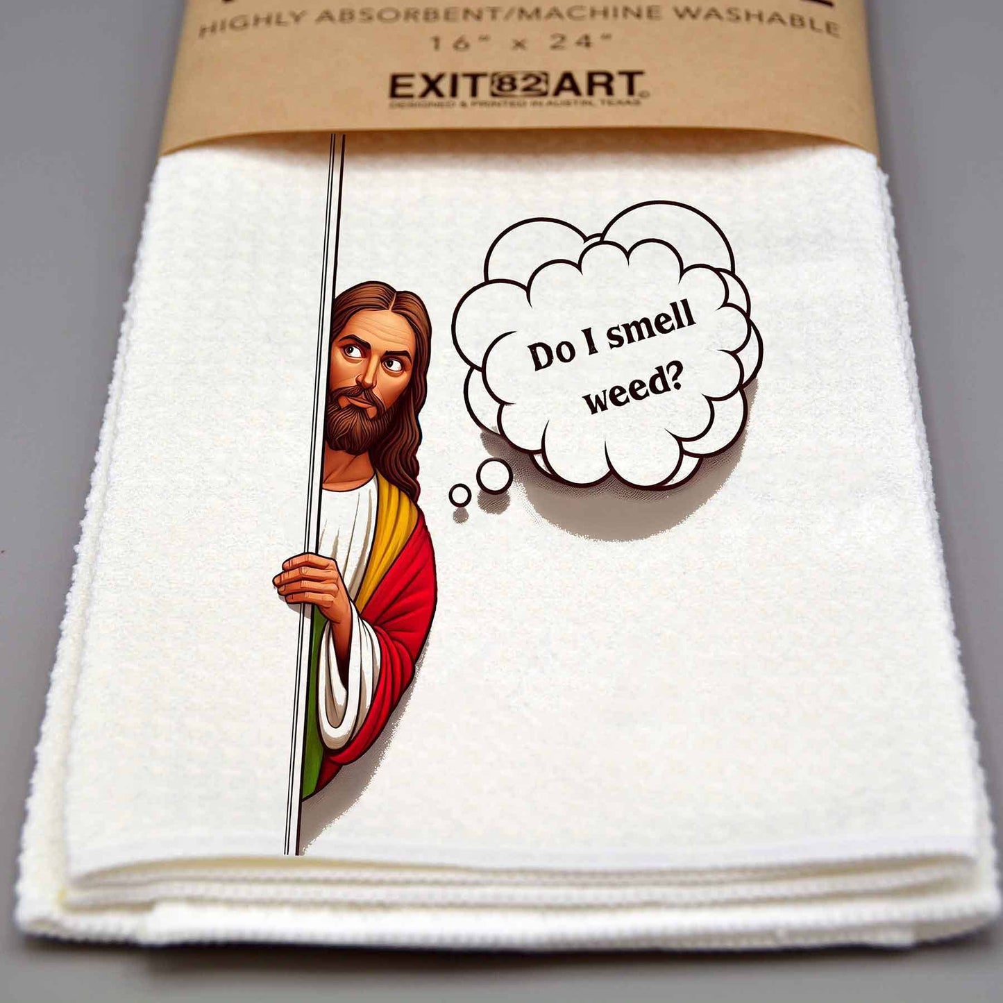 Jesus - Do I Smell Weed - Waffle Weave Kitchen Tea Towel