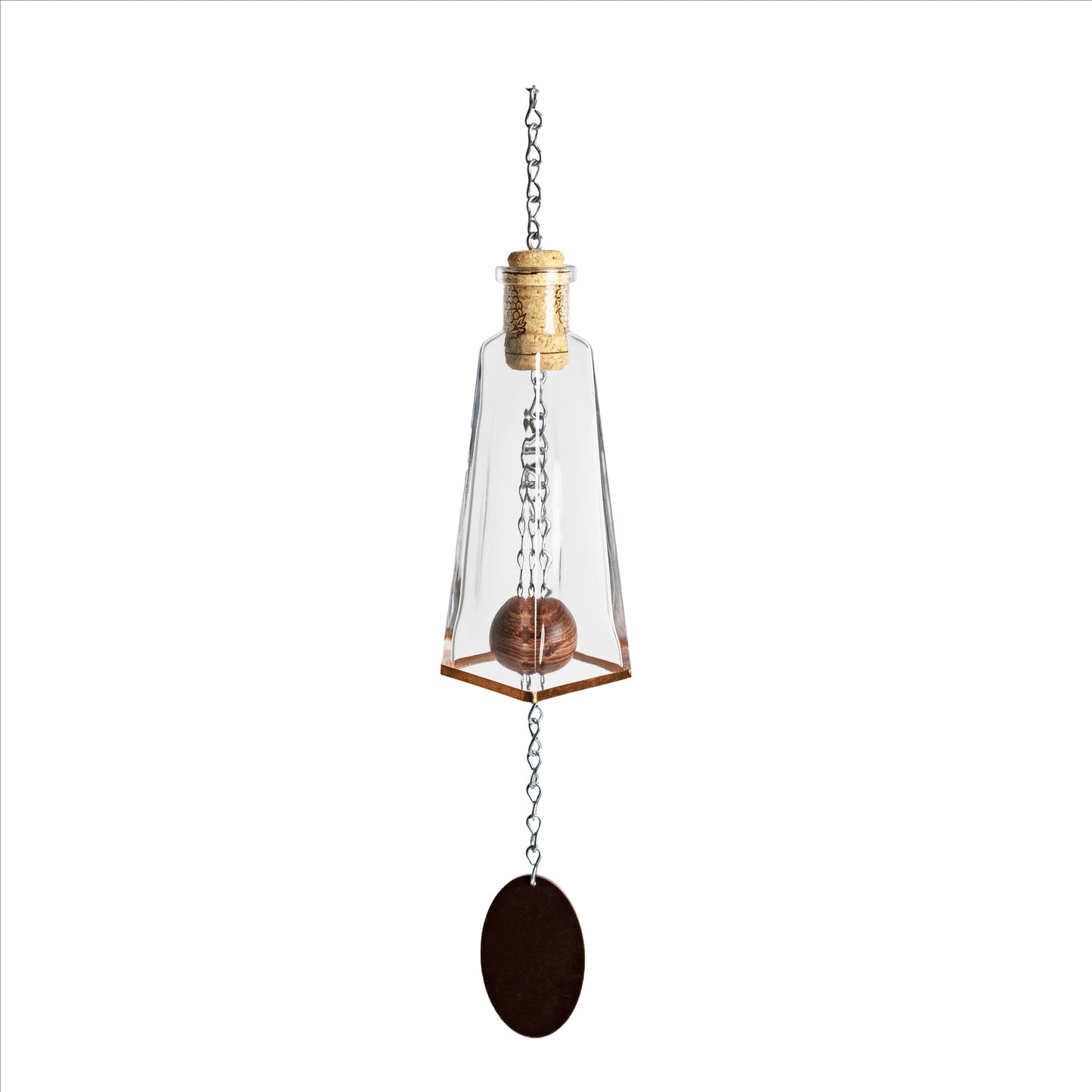 Glass Wind Chimes Made From Pyramid Shaped Bottles: Amber