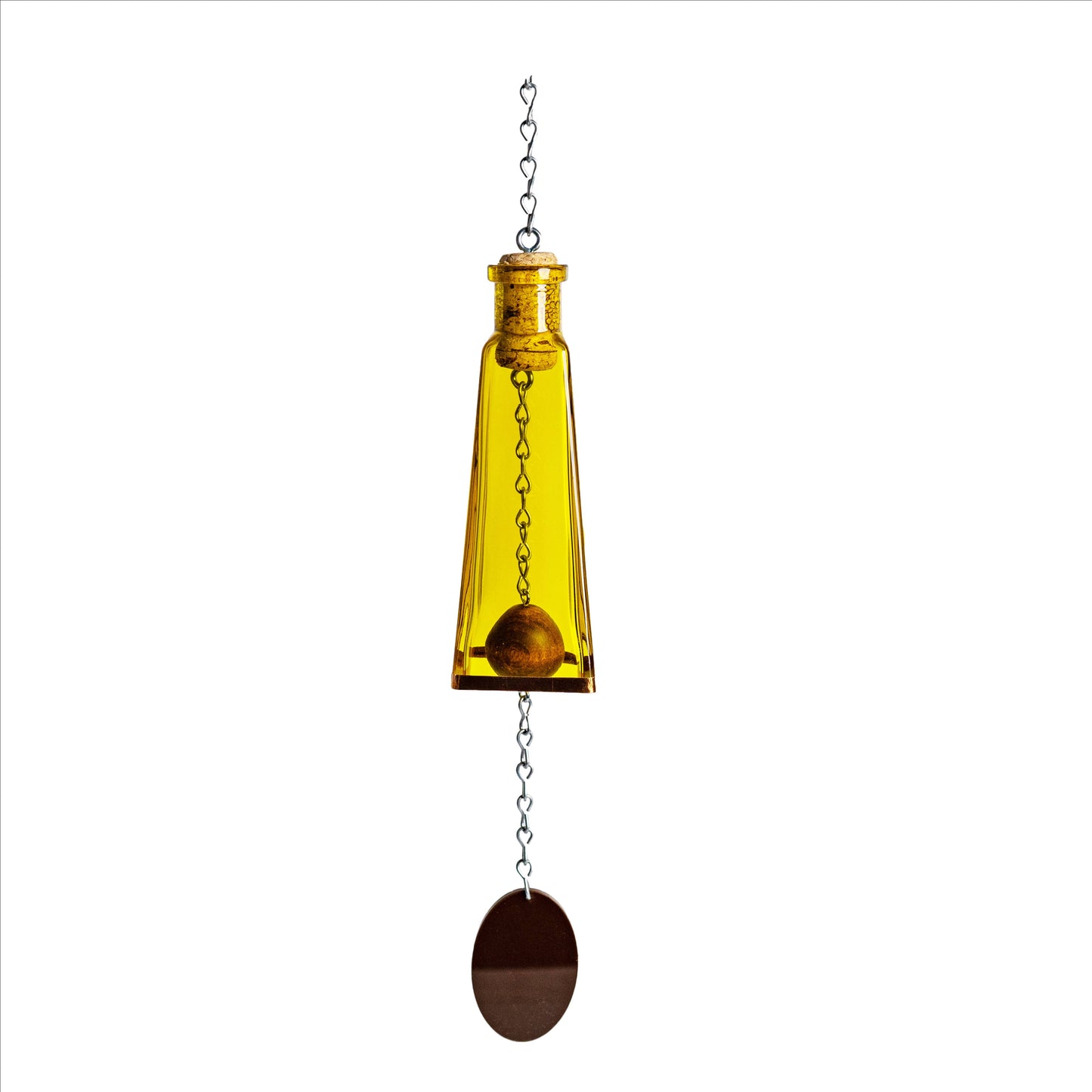 Glass Wind Chimes Made From Pyramid Shaped Bottles: Amber