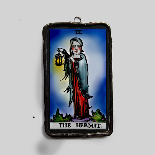 The Hermit Tarot Card Petite Art Glass Ornament