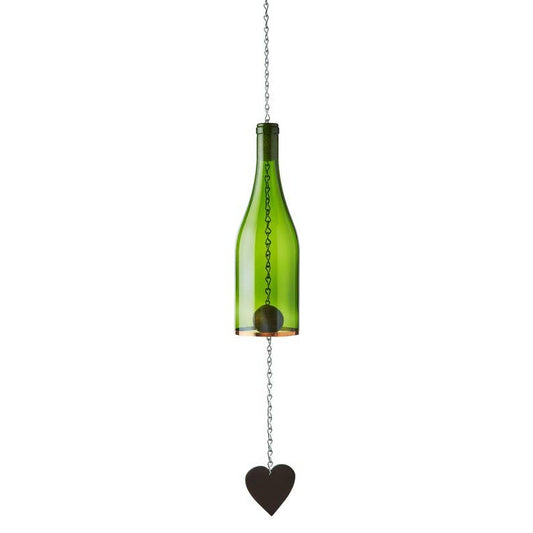 Wind Chimes Made From Glass Wine Bottles with Copper Trim