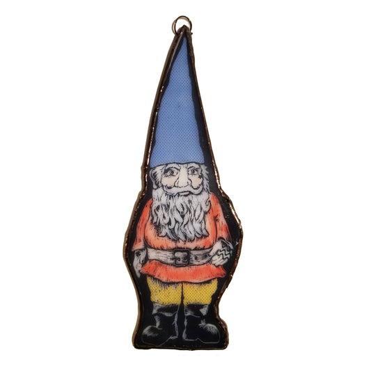 Blue Hat Guardin' Gnome Petite Glass Art Ornament