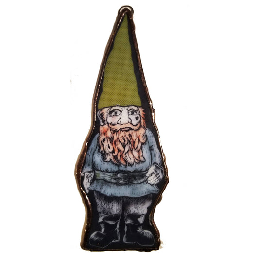 Green Hat Guardin' Gnome Petite Glass Ornament