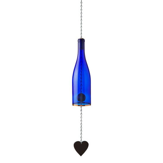 Wind Chimes Made From Glass Wine Bottles with Copper Trim